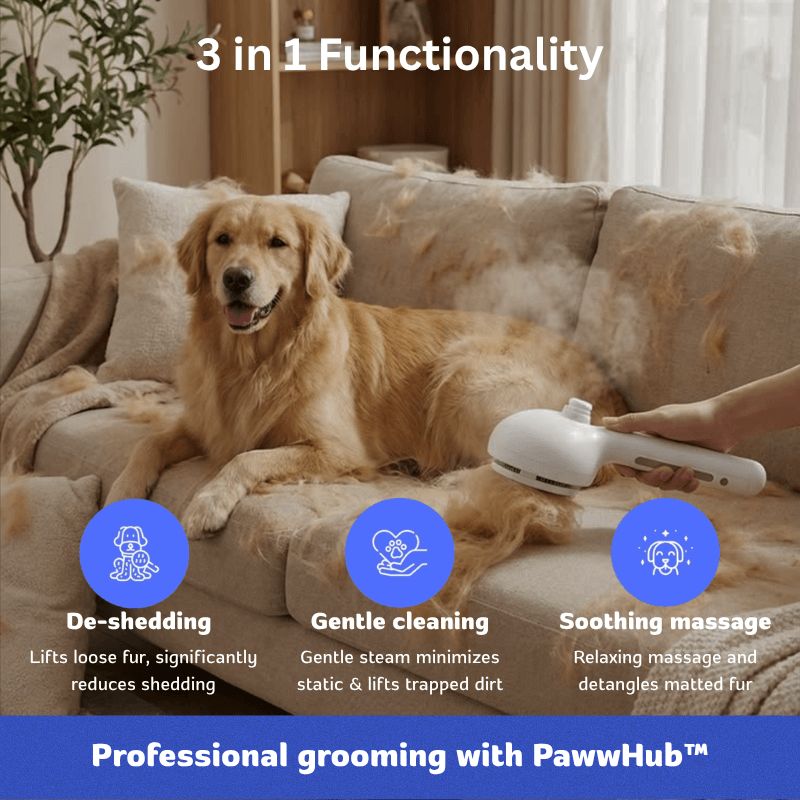 PawwHub™ Premium 3 in 1 Steam Brush